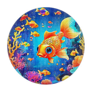 Planche À Découper Conception dynamique du monde des poissons sous-ma