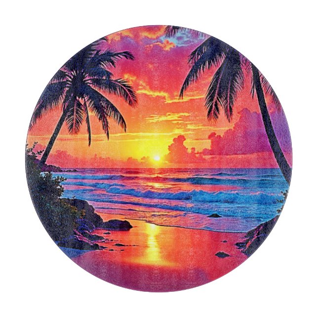 Planche À Découper Conception Tropical Sunset Paradise (Devant)