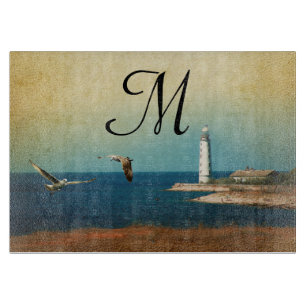 Planche À Découper Conseil de taille du verre de monogramme de plage