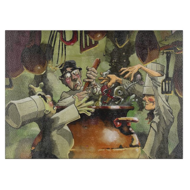 Planche À Découper Conseil décoratif de taille du verre de 3 chefs (Devant)