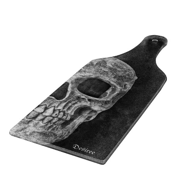 Planche À Découper Cool Gothique Moitié Crâne Noir et Blanc Grunge (Coin)
