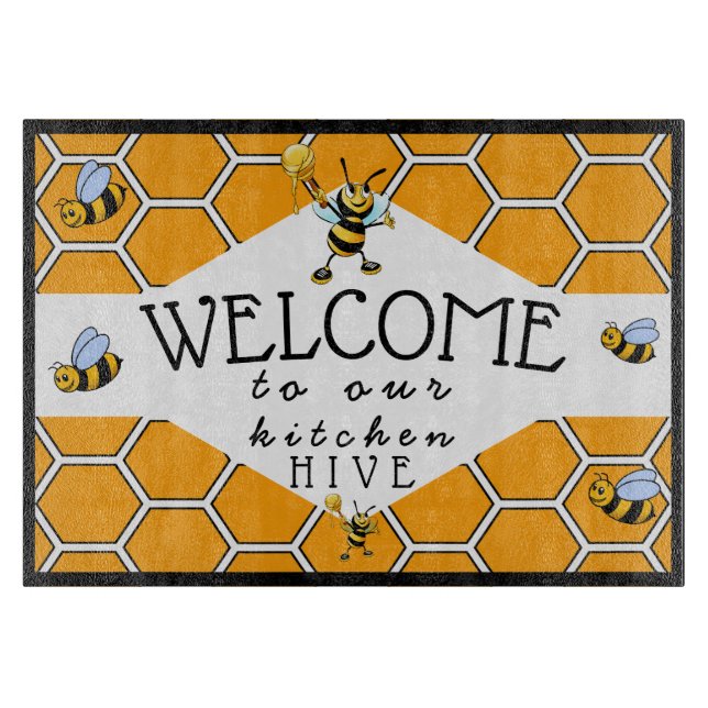 Planche À Découper Cool & Mignonne Bienvenue À Notre Bee Hive Cutting (Devant)