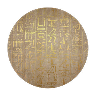 Planche À Découper Copie égyptienne de papier de hiéroglyphes d'or