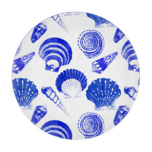 Planche À Découper Coquillages - bleu cobalt sur un arrière - plan bl