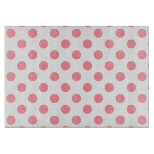 Planche À Découper Corail et pois blancs