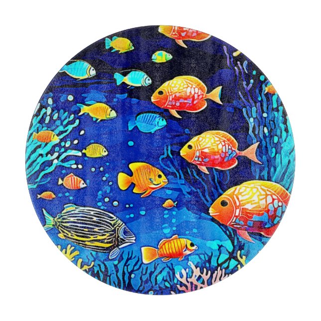 Planche À Découper Corail Reef Fish Art (Devant)