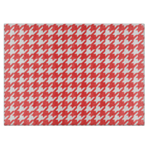 Planche À Découper Corail rouge et blanc Motif Houndstooth
