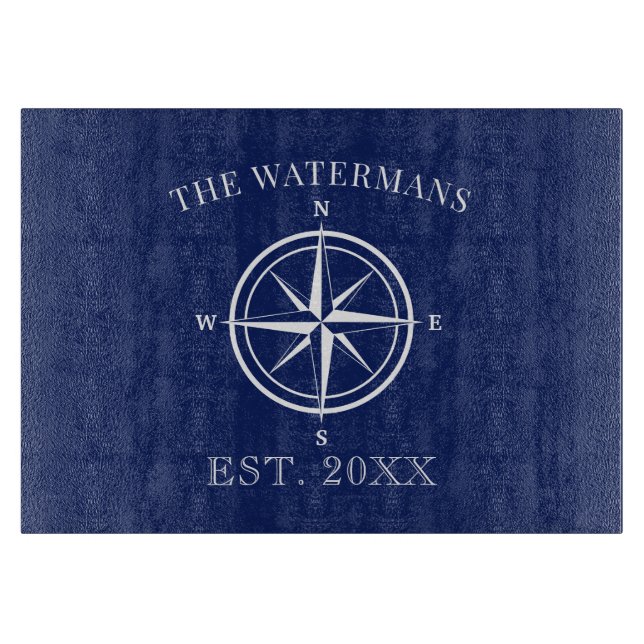 Planche À Découper Corde d'Ancres nautiques Nom de famille (Devant)