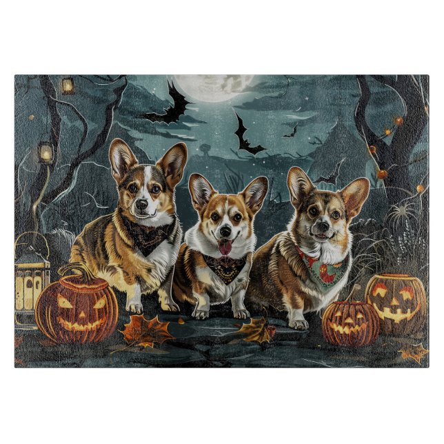 Planche À Découper Corgi Halloween Éffrayant (Devant)