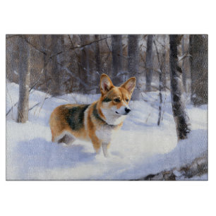 Planche À Découper Corgi Noël sous la neige