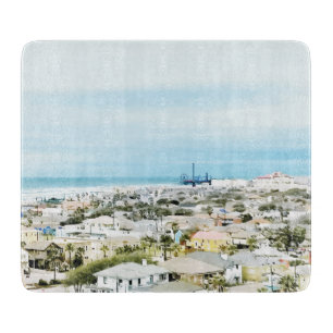 Planche À Découper Côte de Galveston, vue sur la plage et la ville