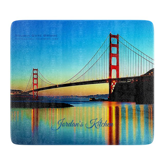 Planche À Découper Coucher De Soleil Personnalisé Au Pont Golden Gate (Devant)