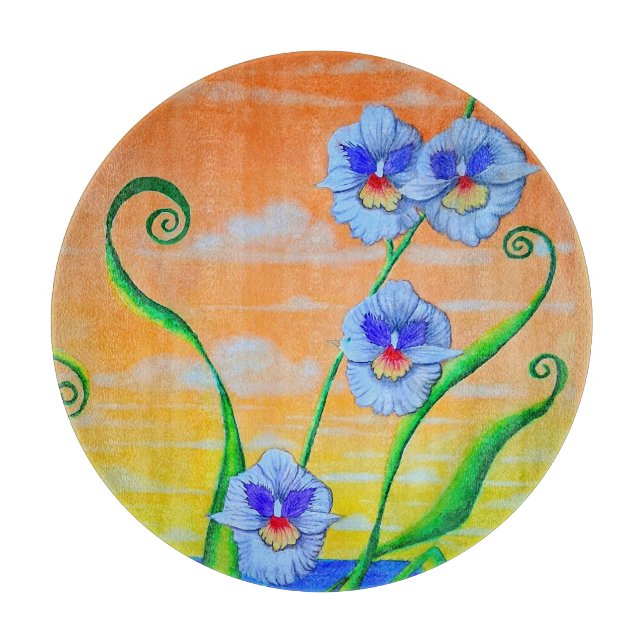 Planche À Découper Coucher de soleil sur l'orchidée (Devant)