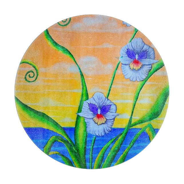 Planche À Découper Coucher de soleil sur l'orchidée (Devant)