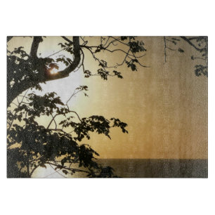 Planche À Découper Coucher du soleil à travers les arbres II Photogra