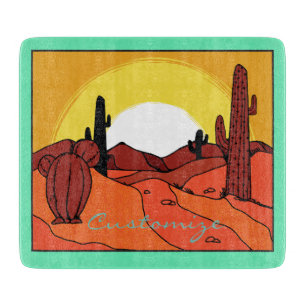 Planche À Découper Coucher du soleil Thunder_Cove de cactus de désert