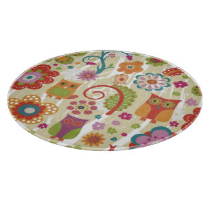 Planche À Découper Couleur florale et hibou