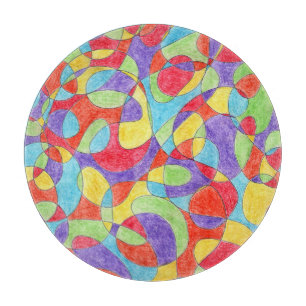 Planche À Découper Couleurs arc-en-ciel Motif de doodle Crayon tiré à