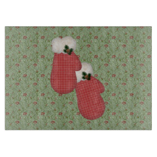 Planche À Découper Country Red Mittens Panneau de coupe en verre