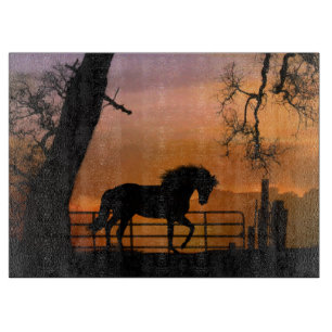Planche À Découper Country Western Horse and Fence Cutting Board