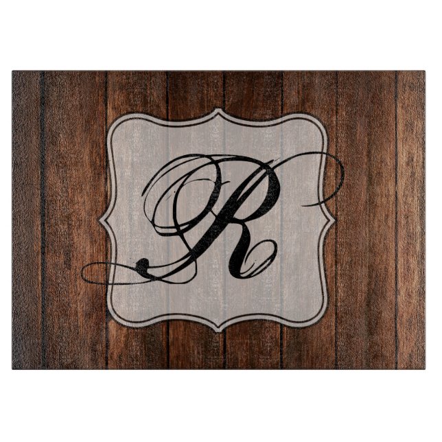 Planche À Découper Coupe de verre personnalisée Grange Bois Pays Rust (Devant)