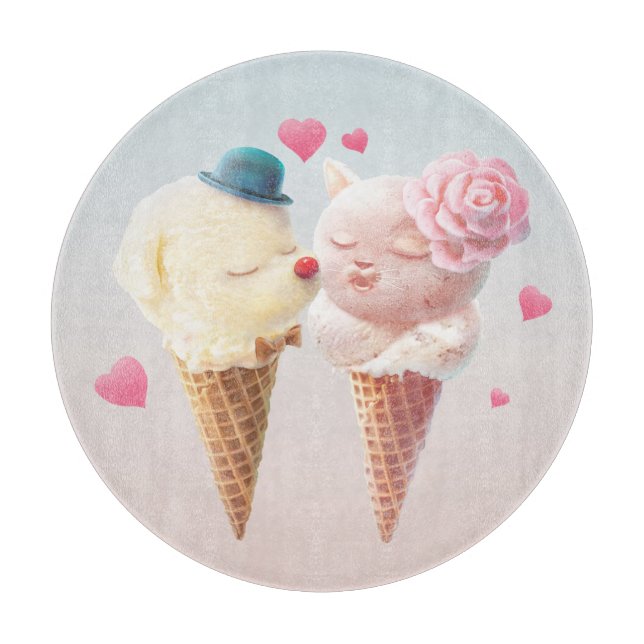 Planche À Découper Couple de crème glacée - Amour au premier coup (Devant)