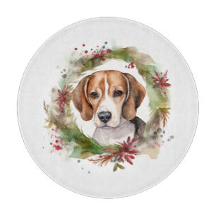 Planche À Découper Couronne de Noël Beagle Chien festif