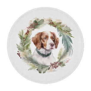 Planche À Découper Couronne de Noël Brittany Spaniel Chien festif