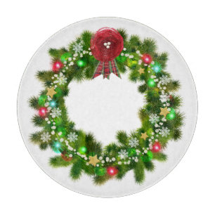 Planche À Découper Couronne de Noël décorée festive