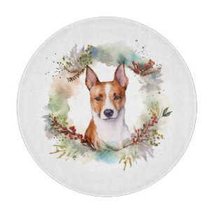 Planche À Découper Couronne de Noël festive de Basenji