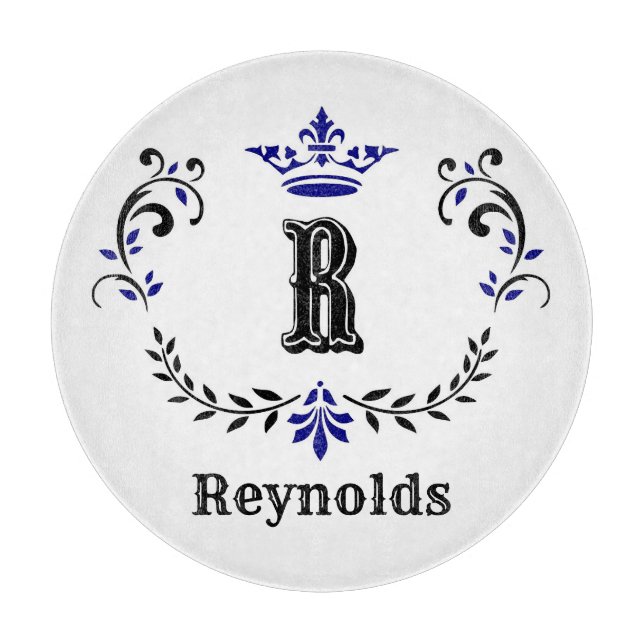 Planche À Découper Couronne Wreath Monogramme 'R' Personnalisé (Devant)