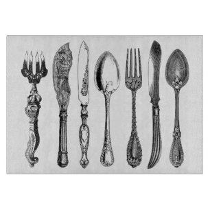 Planche À Découper Couteaux et fourchettes d'art vintage