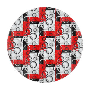 Planche À Découper Couverture Sherpa Cercles Rouge Noir