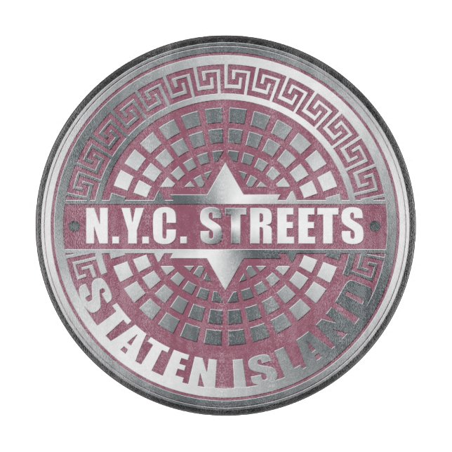 Planche À Découper Couvertures de trou d'homme Staten Island (Devant)