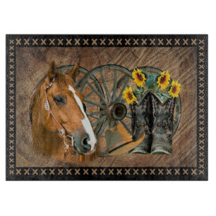 Planche À Découper Cowboy de Western Horse Cowboy Cowboy Hat Wagon Wh