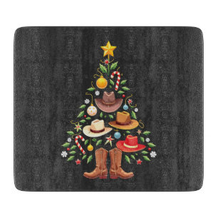 Planche À Découper Cowboy Western Christmas Tree Père Noël