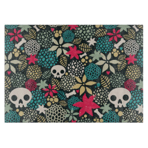 Planche À Découper Crâne en fleurs