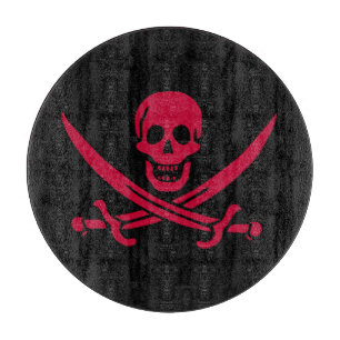 Planche À Découper Crâne et épées de Crimson Drapeau pirate de Calico