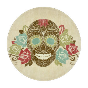 Planche À Découper Crâne Et Rose, Jour Coloré De La Carte Morte 2