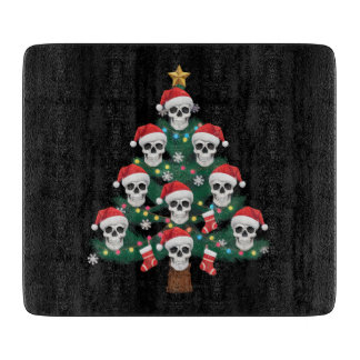 Planche À Découper Crâne sapin de Noël Pyjama Cool Skeleton Père Noël