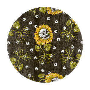 Planche À Découper Crânes de tournesol : Unique Motif sans fil.