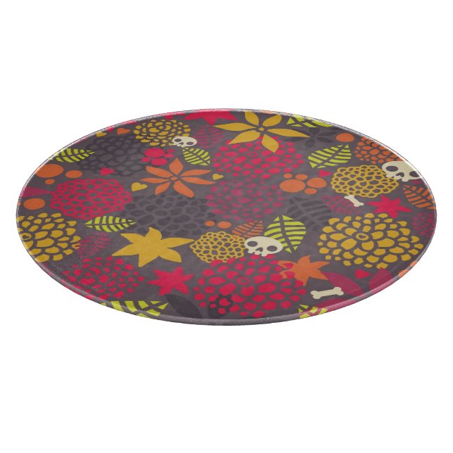 Planche À Découper Crânes et fleurs (Coin)