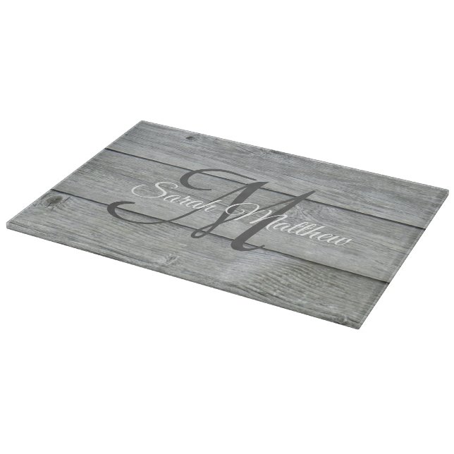 Planche À Découper Créer votre propre pays Rustic Nom monogramme (Coin)