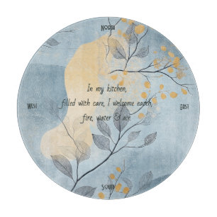 Planche À Découper Créez Votre Propre Floral Minimaliste Bleu Doré