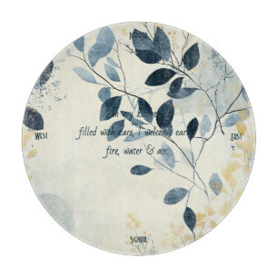 Planche À Découper Créez Votre Propre Floral Minimaliste Or Bleu Enso
