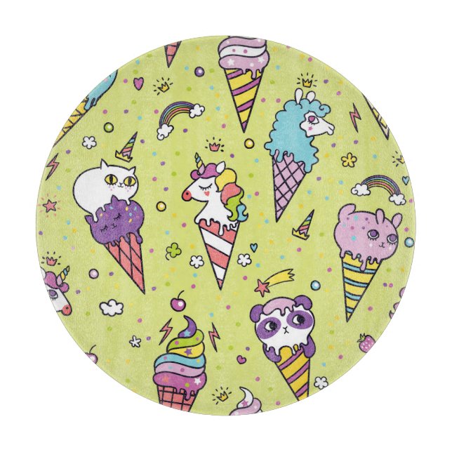 Planche À Découper Crème glacée Pop Cute : Motif animal (Devant)