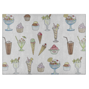 Planche À Découper Crème glacée Sundae Desserts Motif Blanc