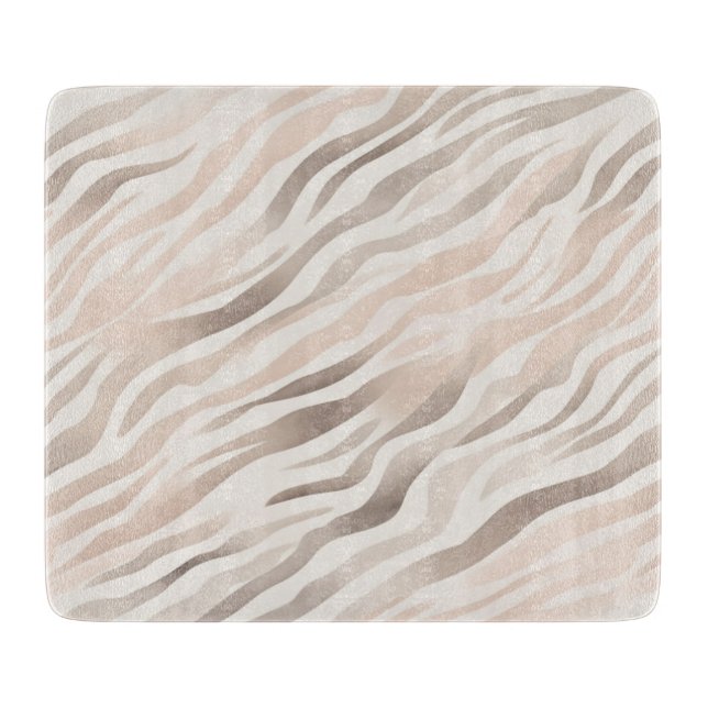 Planche À Découper Crème rose Beige Zebra Poster de animal (Devant)