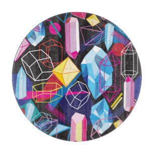 Planche À Découper Cristaux colorés, abstrait foncé arrière - plan