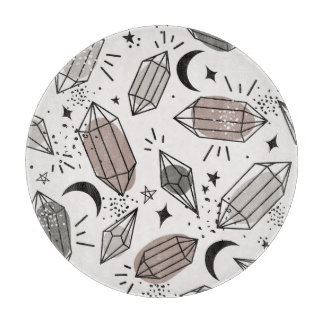 Planche À Découper Cristaux, Lune, Étoiles, Design Chevauché.